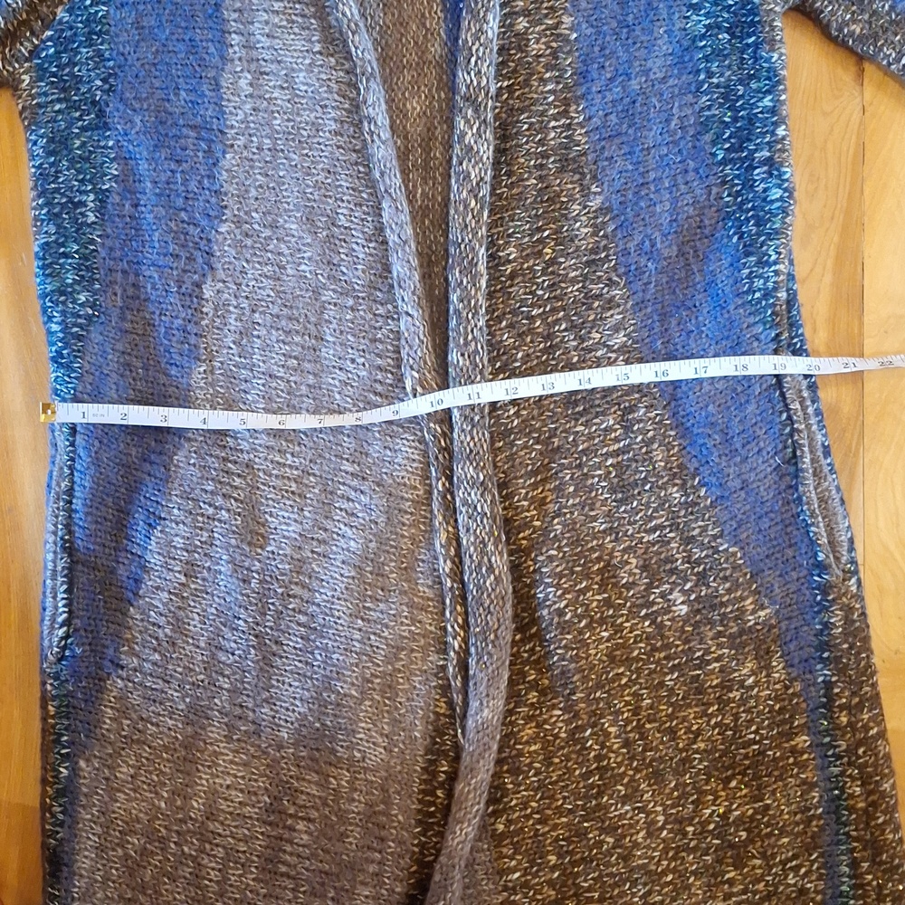 Zadig & Voltaire Deluxe Italian Wool Mohair Maxi Sweater Cardigan Blue Brown S - Picture 11 of 13